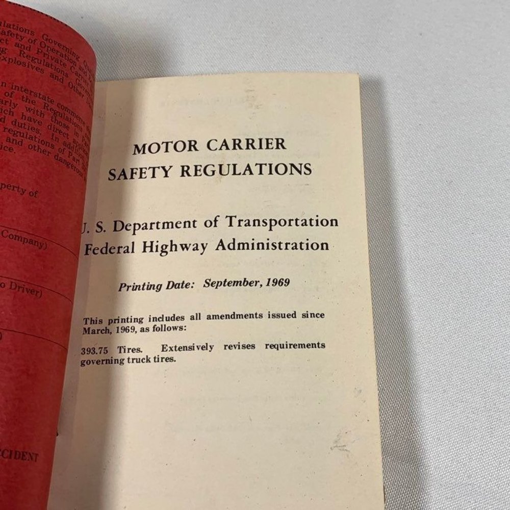 Vintage 1969 The Motor Carrier Safety Regulations U.S… Gem